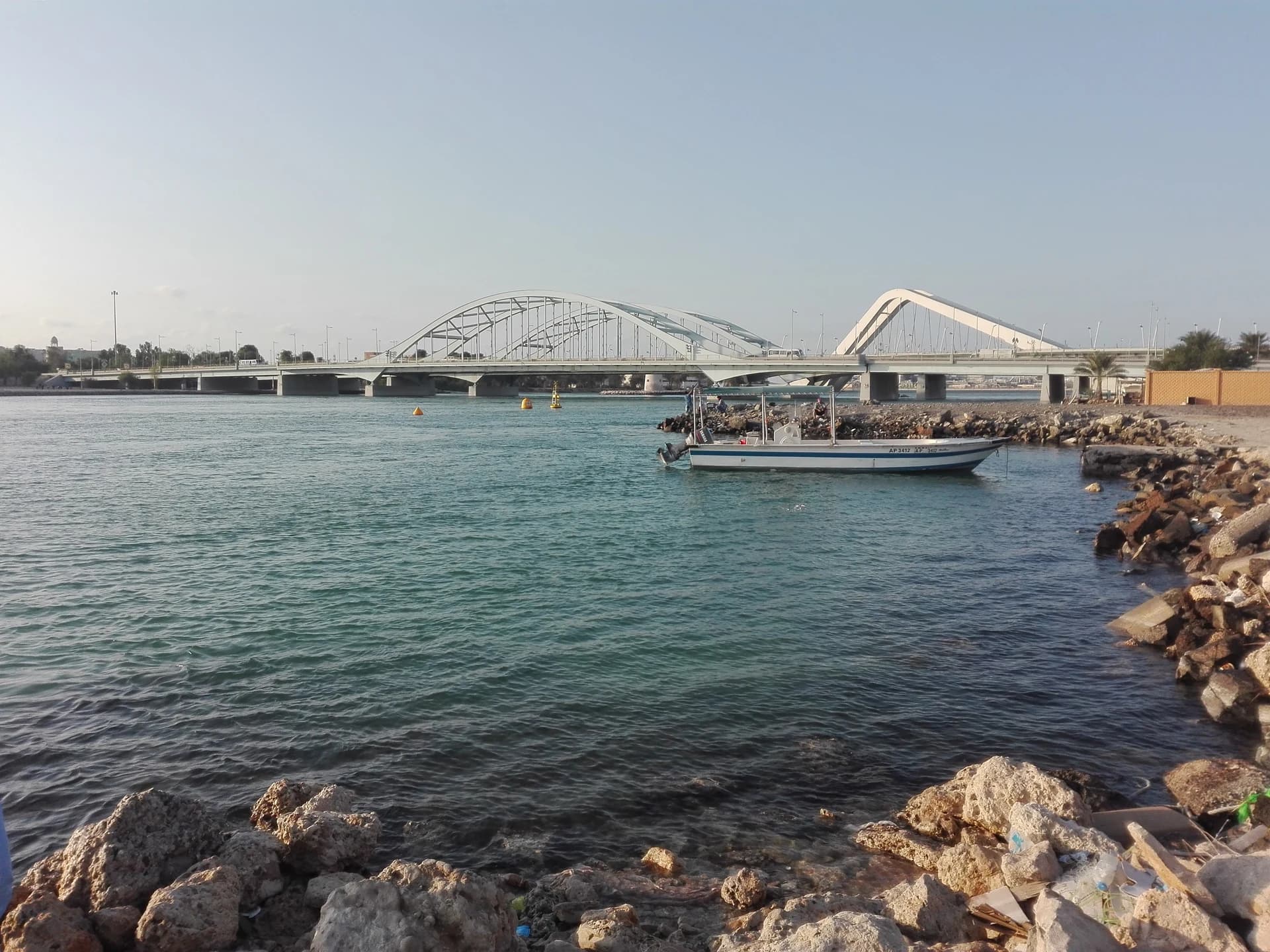 Existing bridges across the Al Maqta channel in Abu Dhabi, photographed in 2017