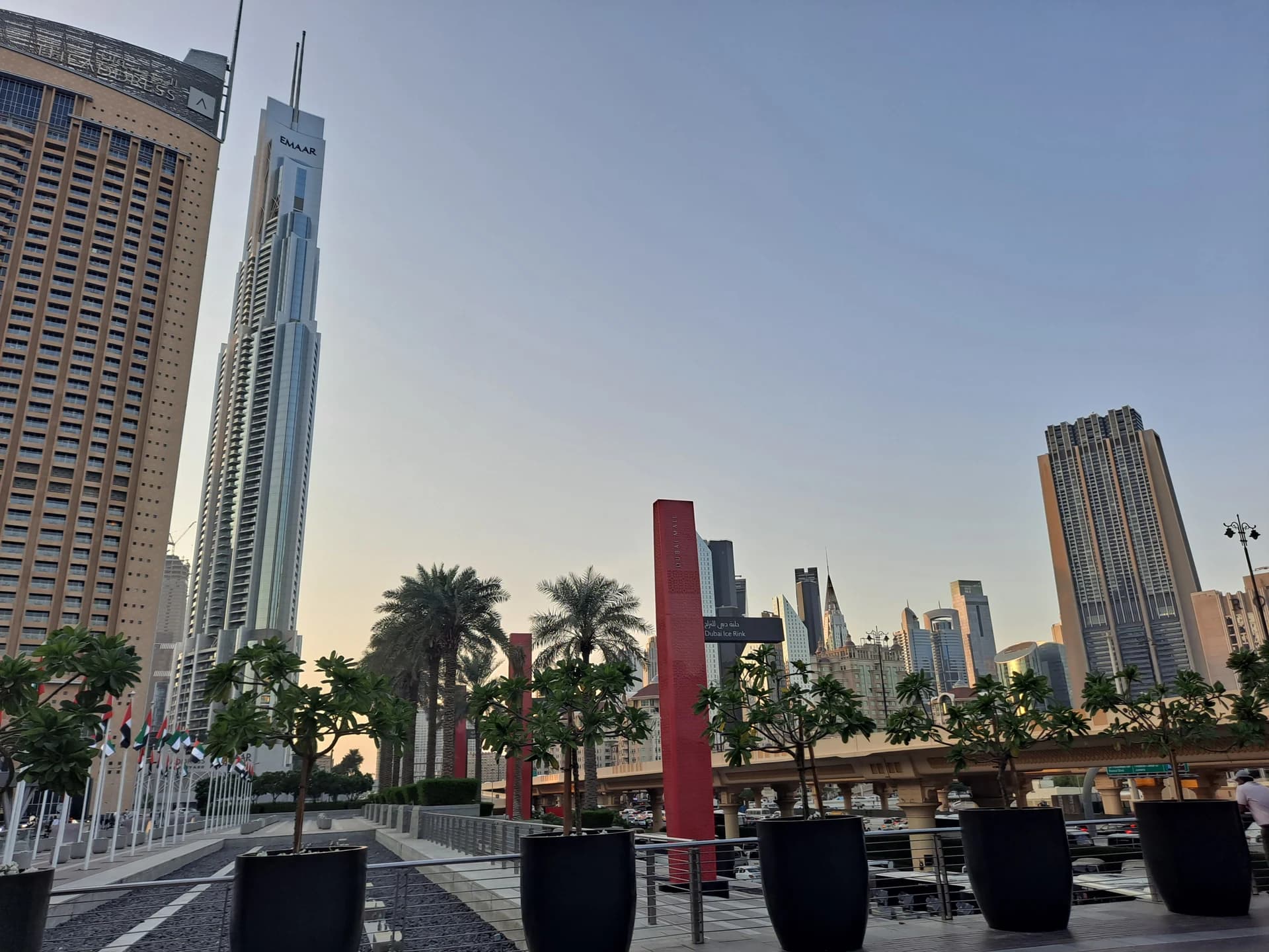 Dubai Mall entrance and surrounding Downtown buildings