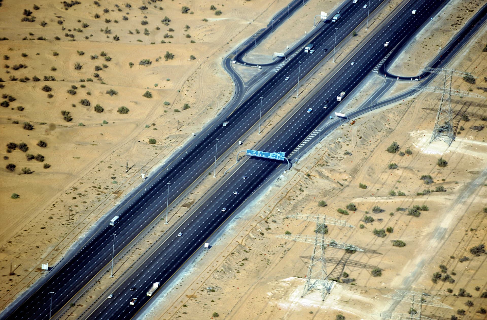 Archive aerial photograph of Emirates Road E611 near Al Awir; not the proposed Fourth Corridor or Reportage site