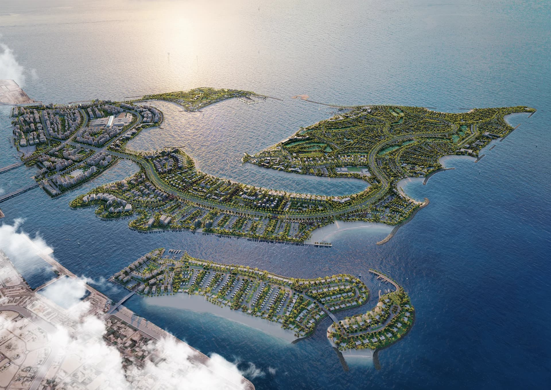 Nakheel masterplan visualisation of Dubai Islands and its coastal communities